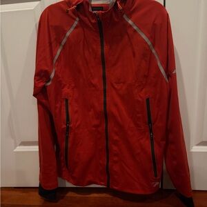 New Balance Men's Vibrant Red Windbreaker with Black Trim